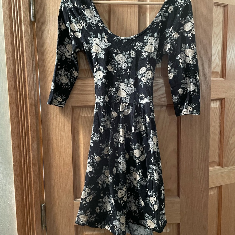 Floral print skater dress with cross back